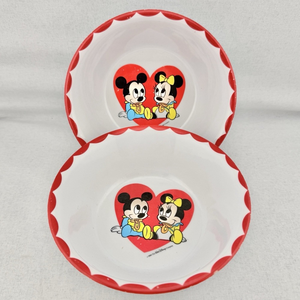 Vintage Disney Baby Mickey Minnie Mouse Child Kids Bowls - Selandia Designs 1984